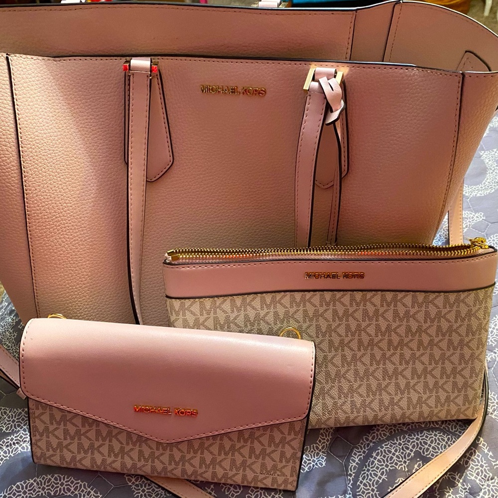 MK 3 in 1 tote with shoulder and crossbody strap